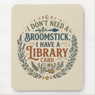 Alfombrilla De Ratón Witchy Librarian Library Card Book Lover Custom