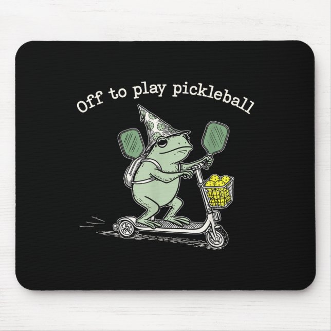 Alfombrilla De Ratón Wizard Frog Hold Racket Scooter Ride Off To Play P (Frente)