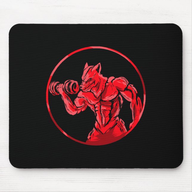 Alfombrilla De Ratón Wolf Bodybuilder Workout Para Gym Training Bodybui (Frente)
