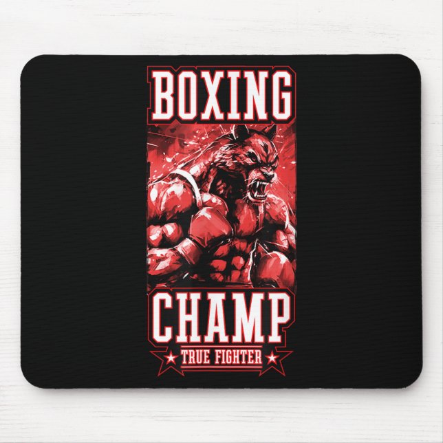 Alfombrilla De Ratón Wolf Boxing Champ _ Boxer Fighter Motivation  (Frente)