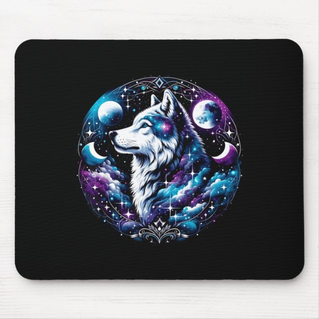 Alfombrilla De Ratón Wolf Celestial Dream Night Howling Moon Funny Wolv (Frente)