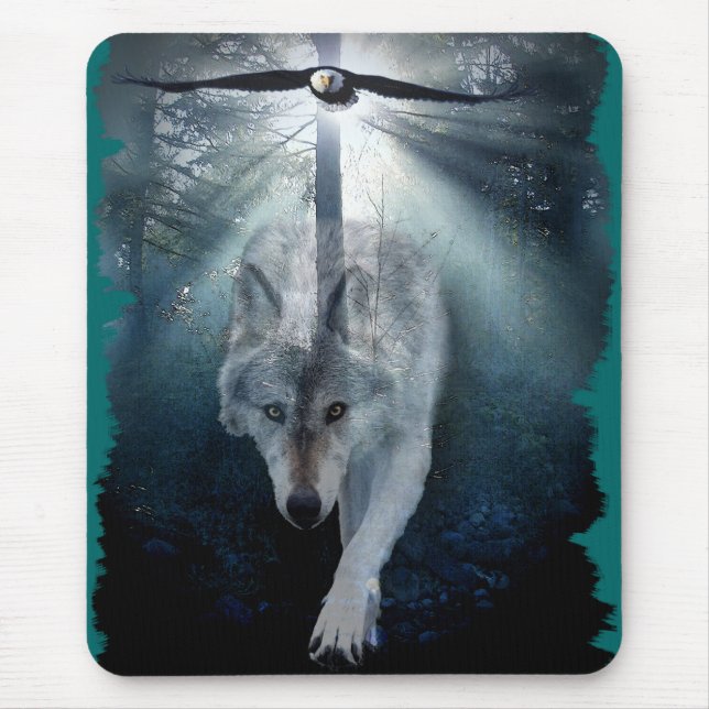 Alfombrilla De Ratón WOLF & EAGLE Wildlife Series (Frente)