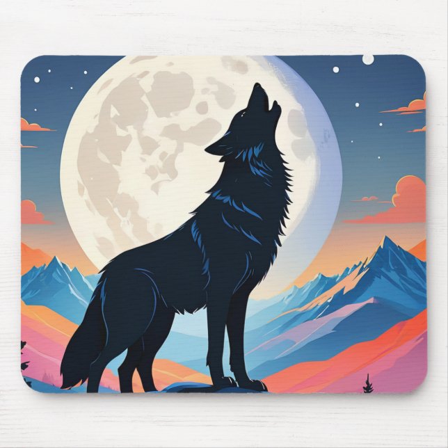 Alfombrilla De Ratón Wolf Howling At The Moon (Frente)