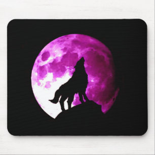 Alfombrilla De Ratón Wolf Howling en la Luna