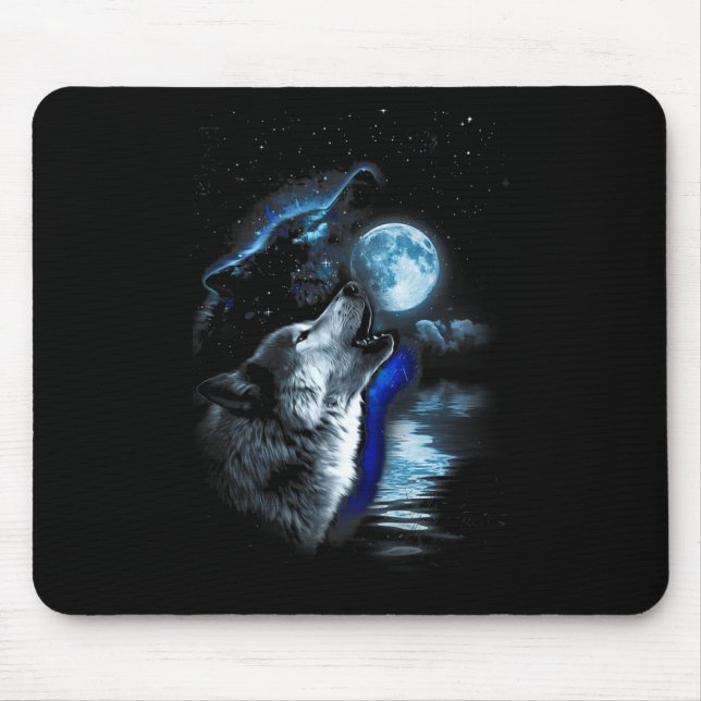 Alfombrilla De Ratón Wolf Moon Lake Wolf Howling Full Moon Wolf Graphic (Frente)