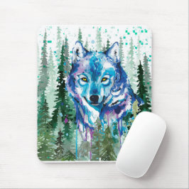 Alfombrilla De Ratón Wolf Mouse Pad | Lobo de color de agua colorido