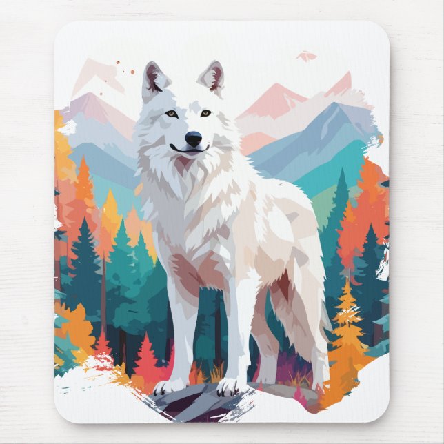 Alfombrilla De Ratón Wolf Vector Art Animal Majestic Nature Wildife (Frente)