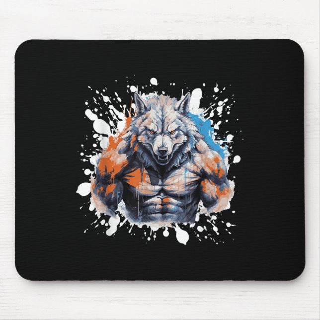 Alfombrilla De Ratón Wolf Workout Gym Fighter Bodybuilder  (Frente)