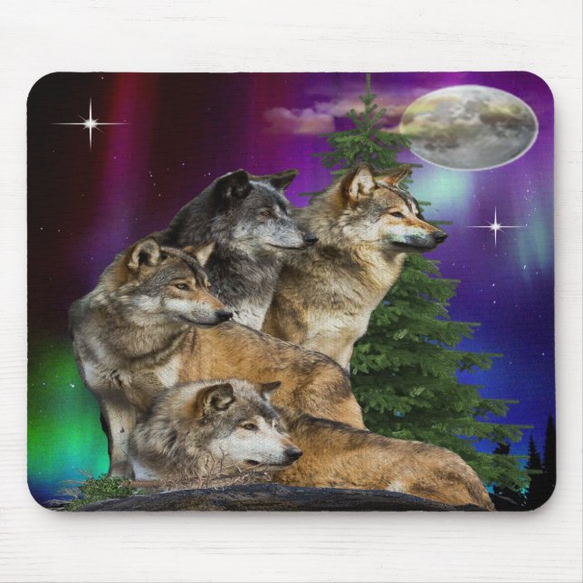 Alfombrilla De Ratón Wolf y Moon (Frente)