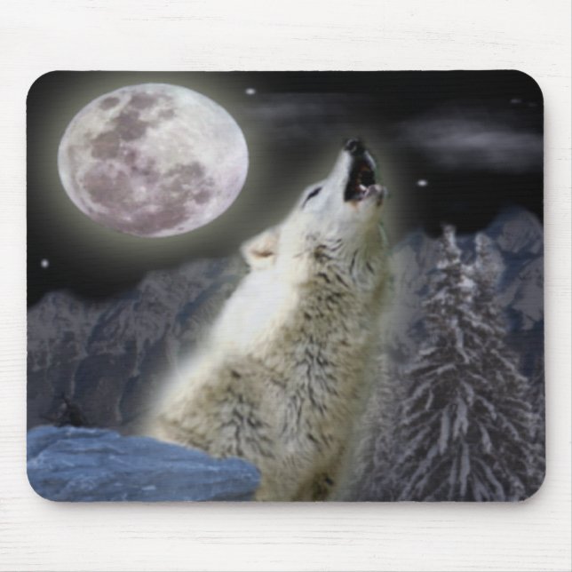 Alfombrilla De Ratón Wolf y Moon (Frente)