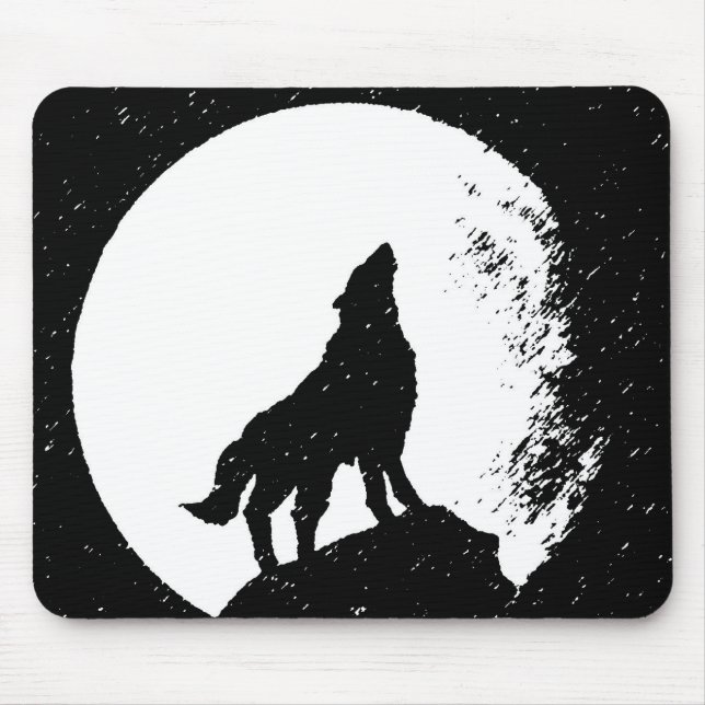 Alfombrilla De Ratón Wolf y Moon Silhoutte (Frente)