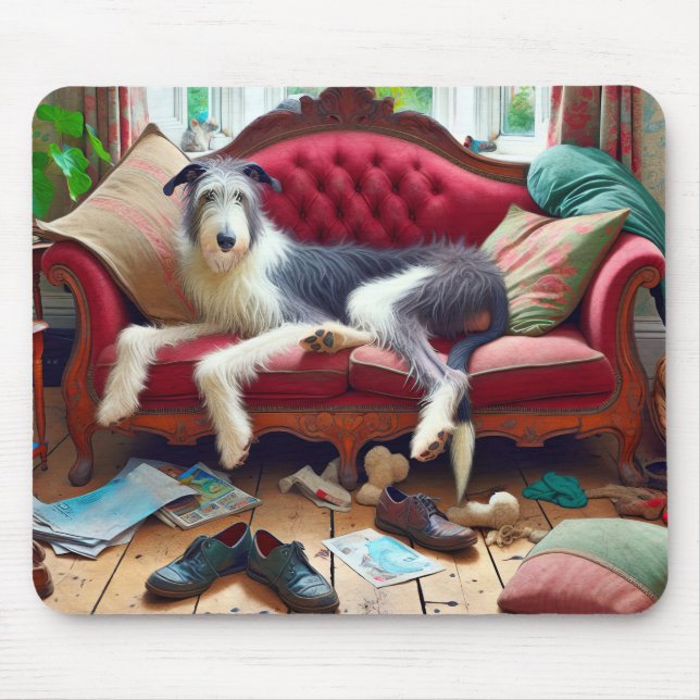 Alfombrilla De Ratón Wolfhound En Un Sofá (Frente)