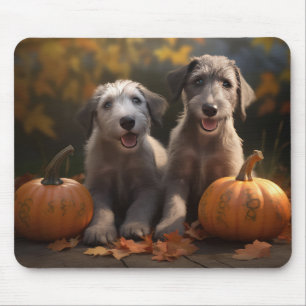 Alfombrilla De Ratón Wolfhound Puppy Calabaza deslumbrante de otoño
