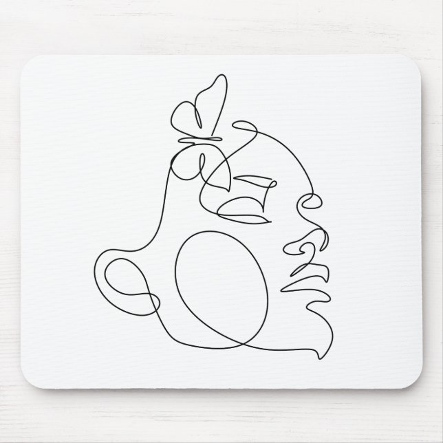 Alfombrilla De Ratón Woman Face Line Art (Frente)