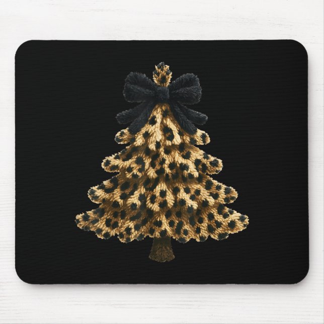 Alfombrilla De Ratón Women Coquette Bow Leopard Christmas Tree Xmas Hol (Frente)
