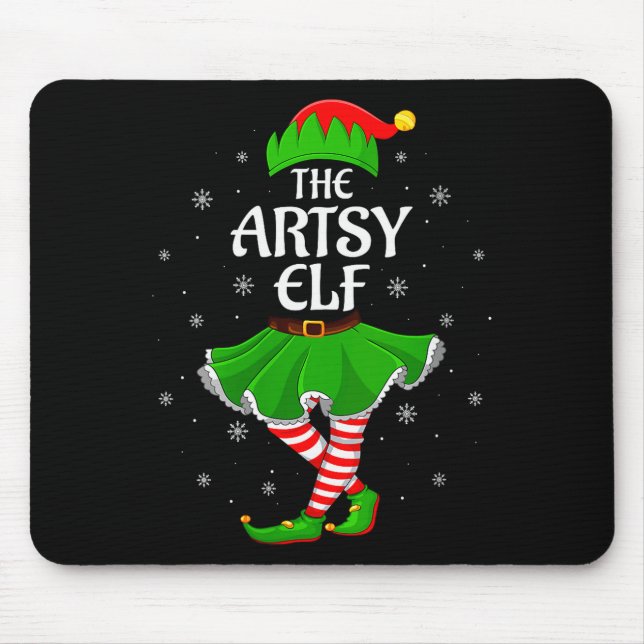 Alfombrilla De Ratón Womens Artsy Elf Christmas Family Girls Women Elf  (Frente)