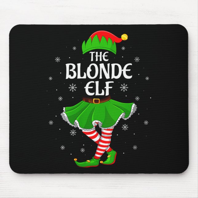Alfombrilla De Ratón Womens Blonde Elf Christmas Family Girls Women Elf (Frente)