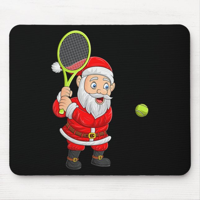 Alfombrilla De Ratón Womens Christmas Santa Playing Tennis Xmas Funny S (Frente)