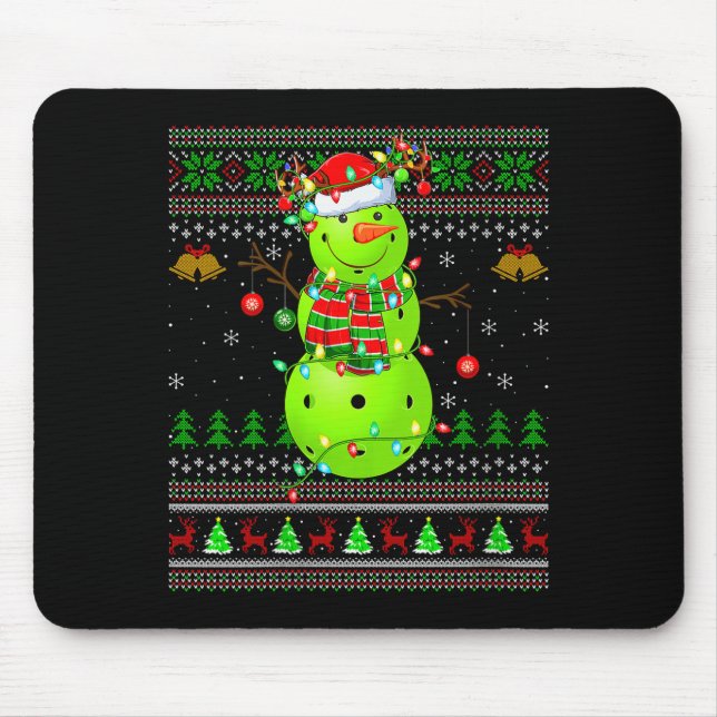 Alfombrilla De Ratón Womens Ckleball Snowman Ugly Christmas Sweater Srt (Frente)