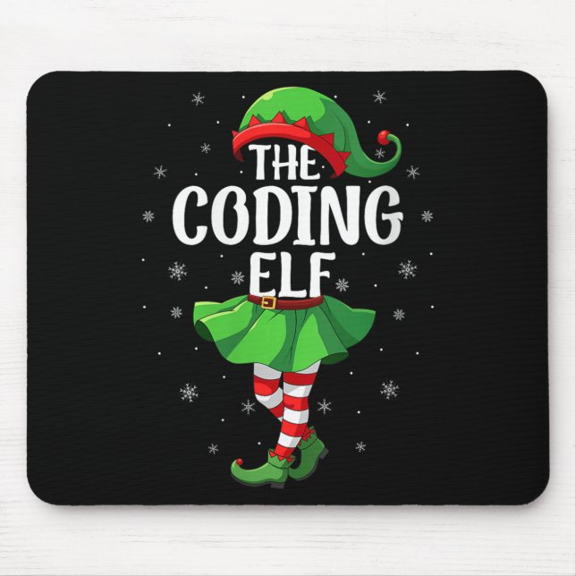 Alfombrilla De Ratón Womens Coding Elf Christmas Girls Women Elf Squad  (Frente)
