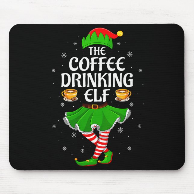 Alfombrilla De Ratón Womens Coffee Drinking Elf Christmas Girls Women E (Frente)