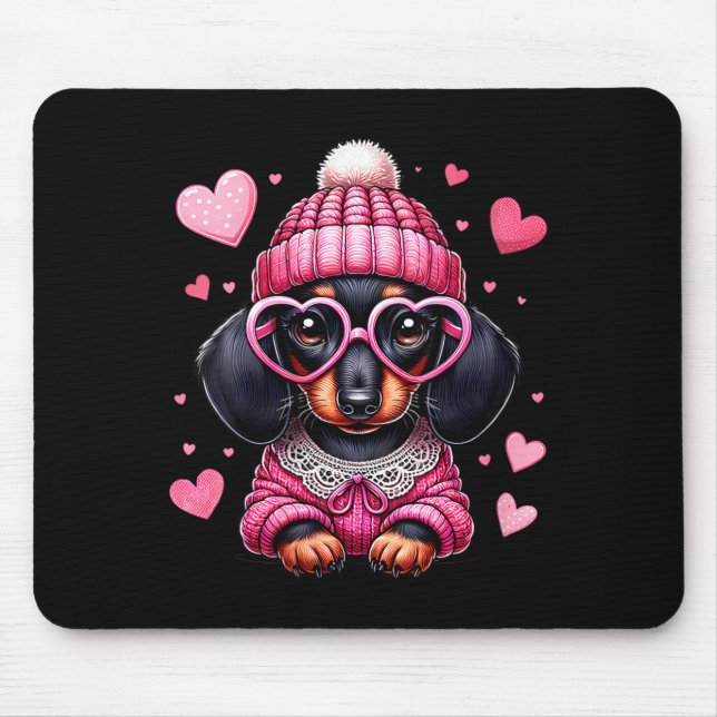 Alfombrilla De Ratón Women's Cute Dachshund Valentines Heart Dog Lover  (Frente)