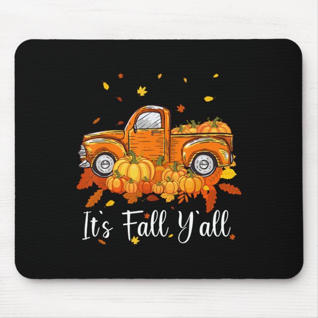 Alfombrilla De Ratón Women's Fall Y'all Pumpkin Truck Autumn Tree He (Frente)