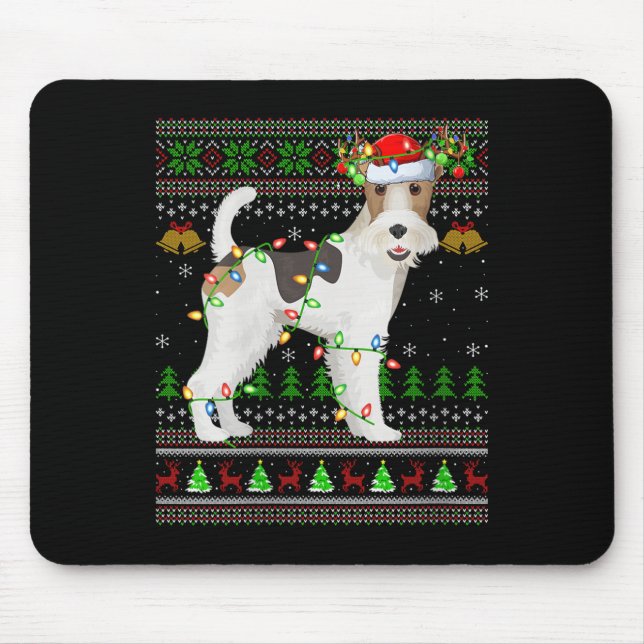 Alfombrilla De Ratón Womens Fox Terrier Dog Ugly Christmas Sweaters Hol (Frente)