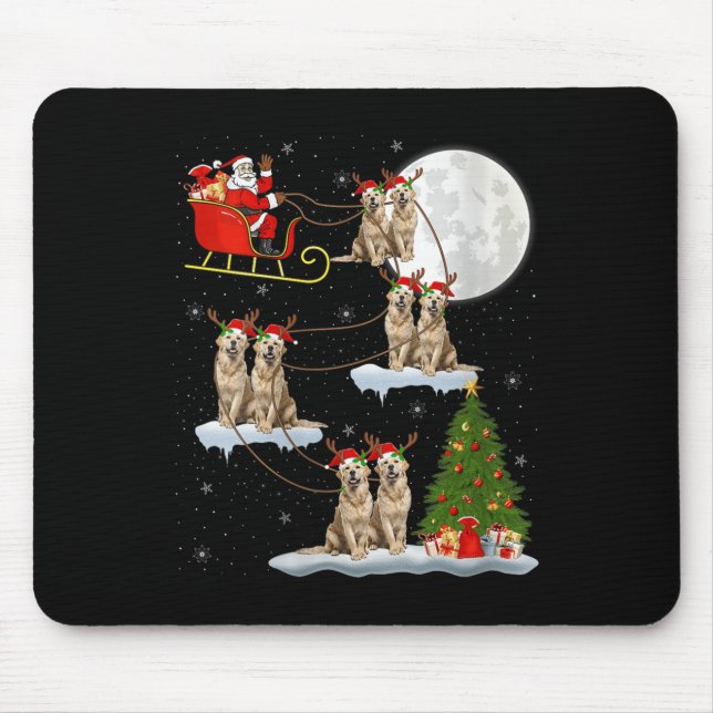 Alfombrilla De Ratón Womens Golden Retriever Dog Santa Sleigh Flying Fu (Frente)
