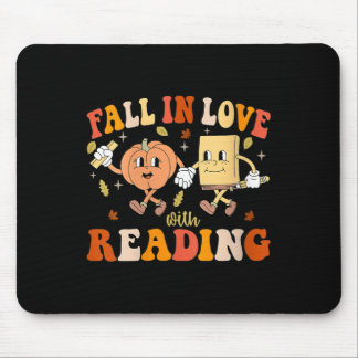 Alfombrilla De Ratón Womens Groovy Fall In Love With Reading Thanksgivi