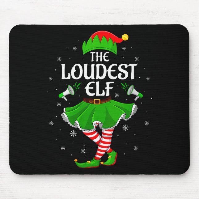 Alfombrilla De Ratón Womens Loudest Elf Christmas Family Girls Women El (Frente)