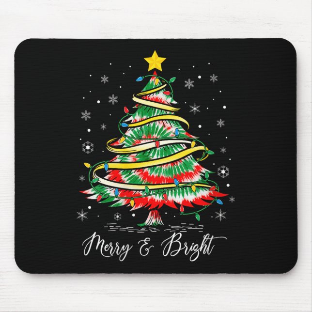 Alfombrilla De Ratón Womens Merry &amp; Bright Merry Christmas Tree Tie (Frente)