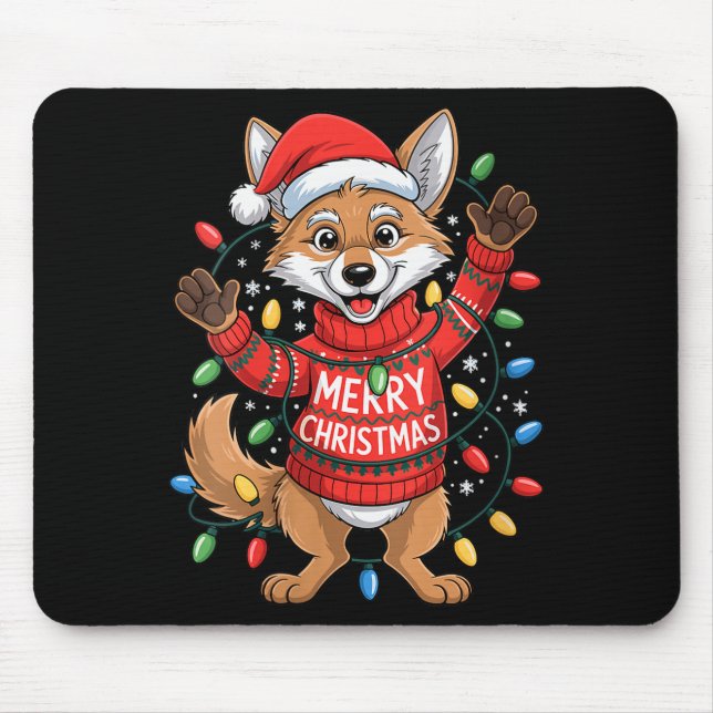 Alfombrilla De Ratón Womens Merry Christmas Fox Festive Woodland Winter (Frente)