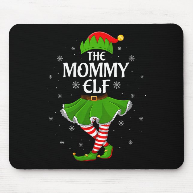 Alfombrilla De Ratón Womens Mommy Elf Christmas Family Girls Women Elf  (Frente)