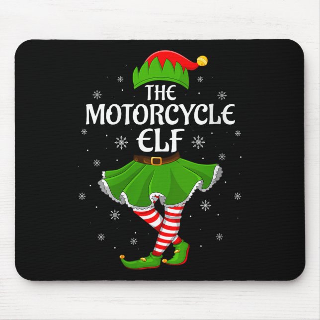 Alfombrilla De Ratón Womens Motorcycle Elf Christmas Family Girls Women (Frente)