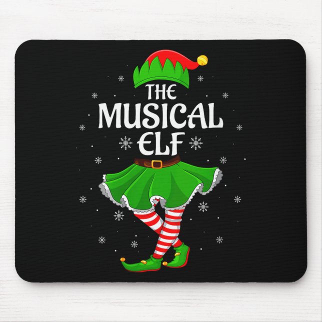 Alfombrilla De Ratón Womens Musical Elf Christmas Family Girls Women El (Frente)