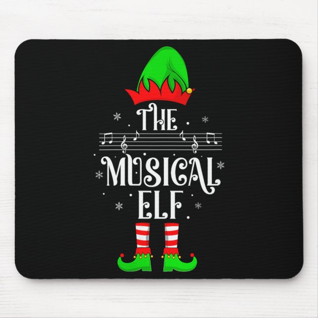 Alfombrilla De Ratón Womens Musical Elf Xmas Christmas Matching Family  (Frente)