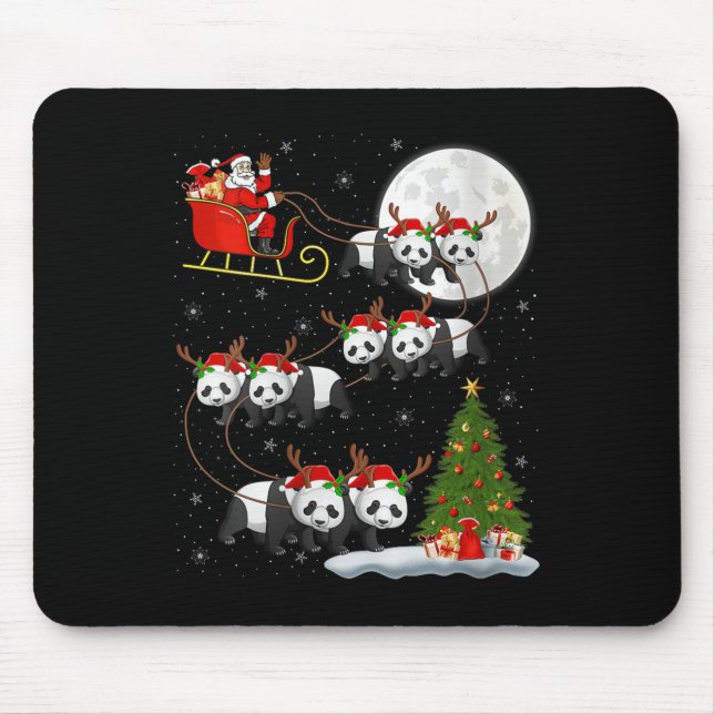 Alfombrilla De Ratón Womens Panda Santa Sleigh Flying Funny Magical Chr (Frente)