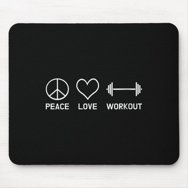 Alfombrilla De Ratón Womens Peace Love Workout Motivational Fitness Say (Frente)