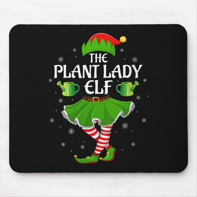 Alfombrilla De Ratón Womens Plant Lady Elf Christmas Family Girls Women (Frente)