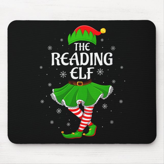 Alfombrilla De Ratón Womens Reading Elf Christmas Family Girls Women El (Frente)