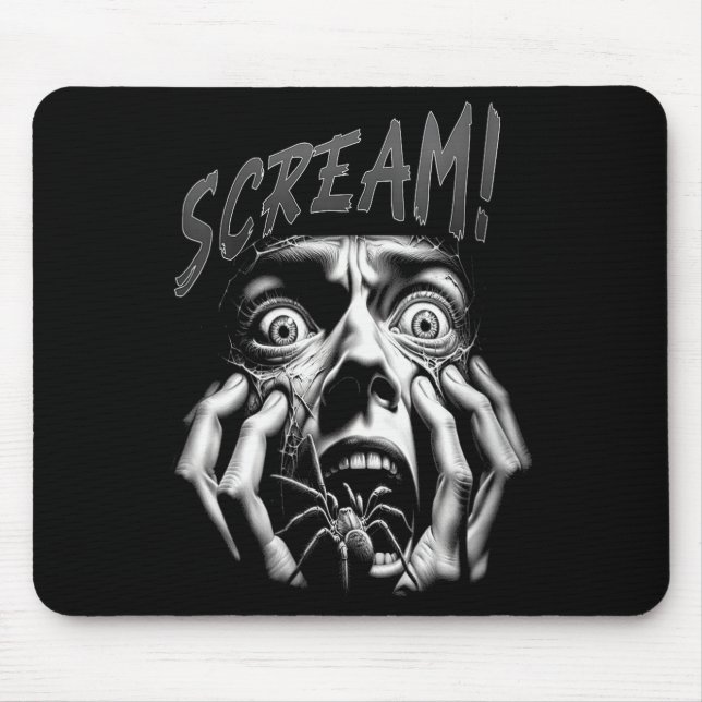 Alfombrilla De Ratón Womens Scream Horror Face Sder Terror Creepy Arach (Frente)