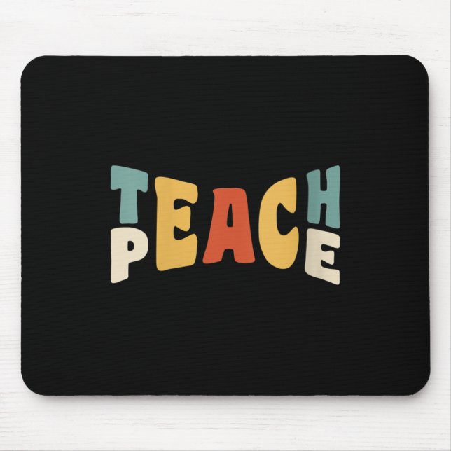 Alfombrilla De Ratón Womens Teach Peace Retro Teacher Motivational Educ (Frente)