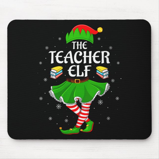 Alfombrilla De Ratón Womens Teacher Elf Christmas Family Girls Women El (Frente)