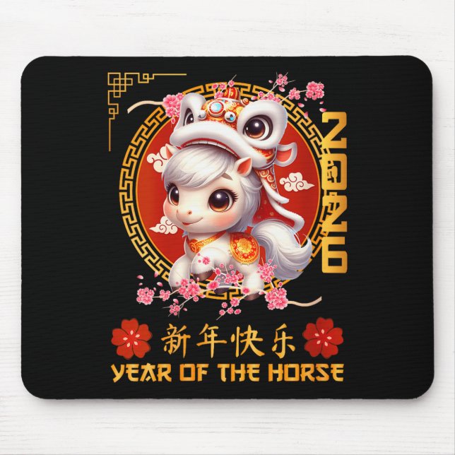Alfombrilla De Ratón Womens Year Of The Horse 2026 Chinese Lunar New Ye (Frente)