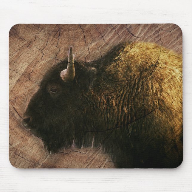 Alfombrilla De Ratón Wood Bison Buffalo (Frente)