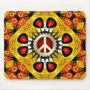 Alfombrilla De Ratón Wood Feather Geometric Art Peace Sign Mousepad