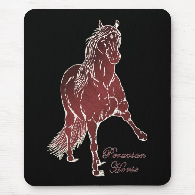 Alfombrilla De Ratón Woodcut peruana de caballos (Frente)