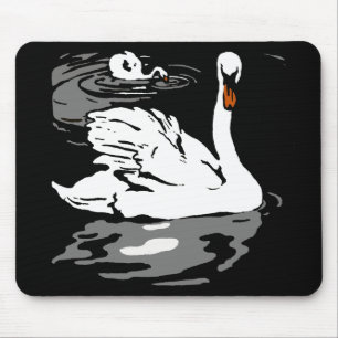 Alfombrilla De Ratón Woodcut victoriano Swans Mousepad