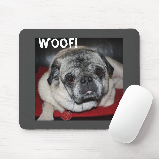 Alfombrilla De Ratón Woof, Pug Mousepad (Con ratón)